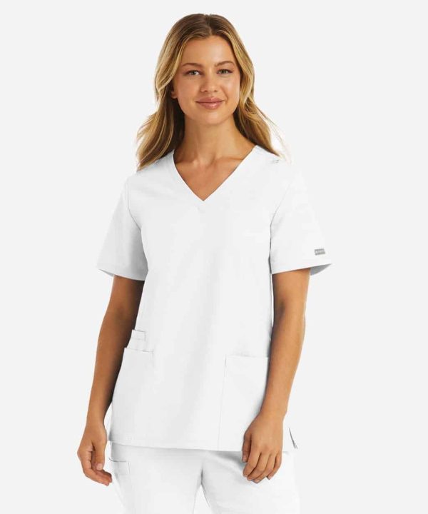 Women's Double V-Neck Top | 5001 - White, LG