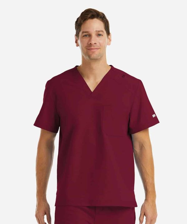 Men's Chest Pocket V-Neck Top | 5801 - Wine, XL