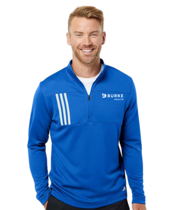 Alternative view of Burke Health Men's adidas 3-Stripes Double-Knit Quarter-Zip Pullover